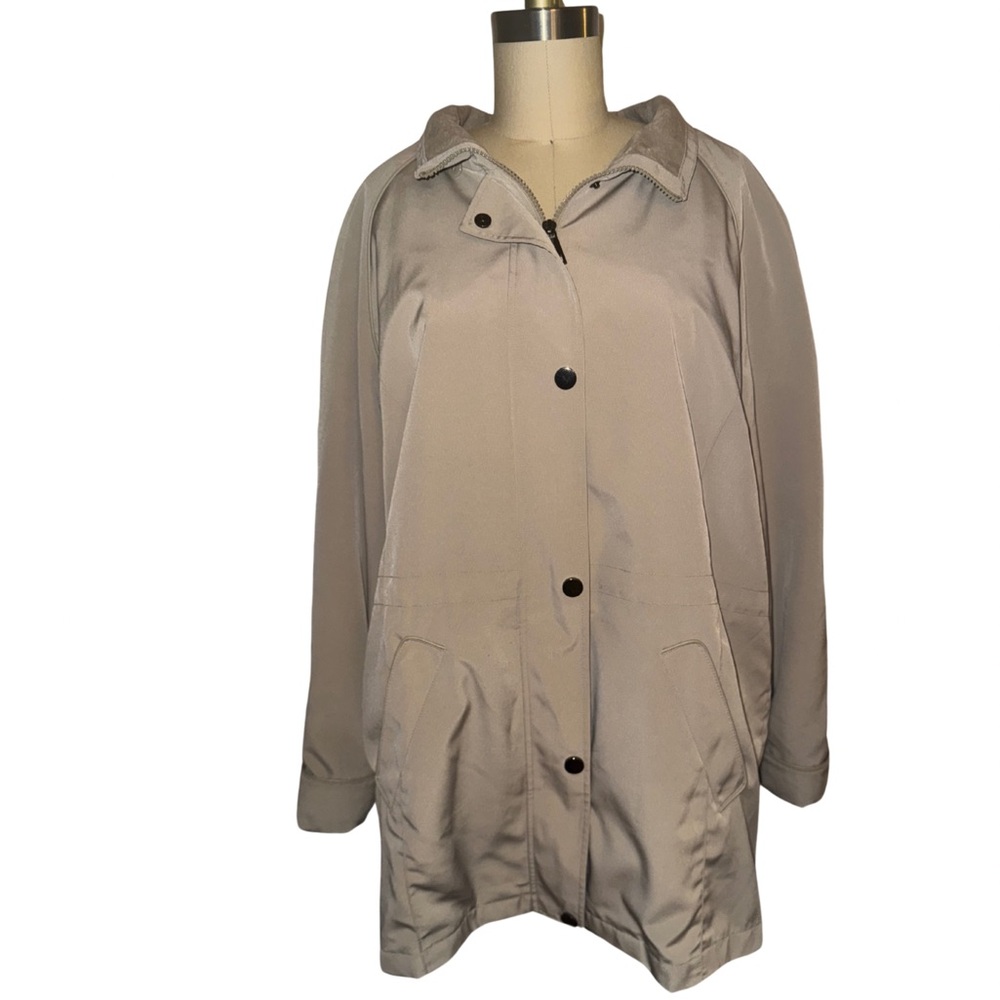 VINTAGE Nautica Khaki Full Zip Hooded Jacket With Removable Fleece